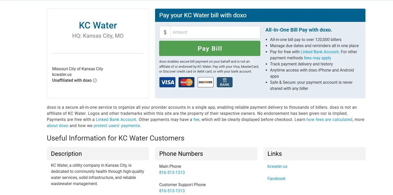 Kansas City water bill payment portal guide screenshot for KC Water customers