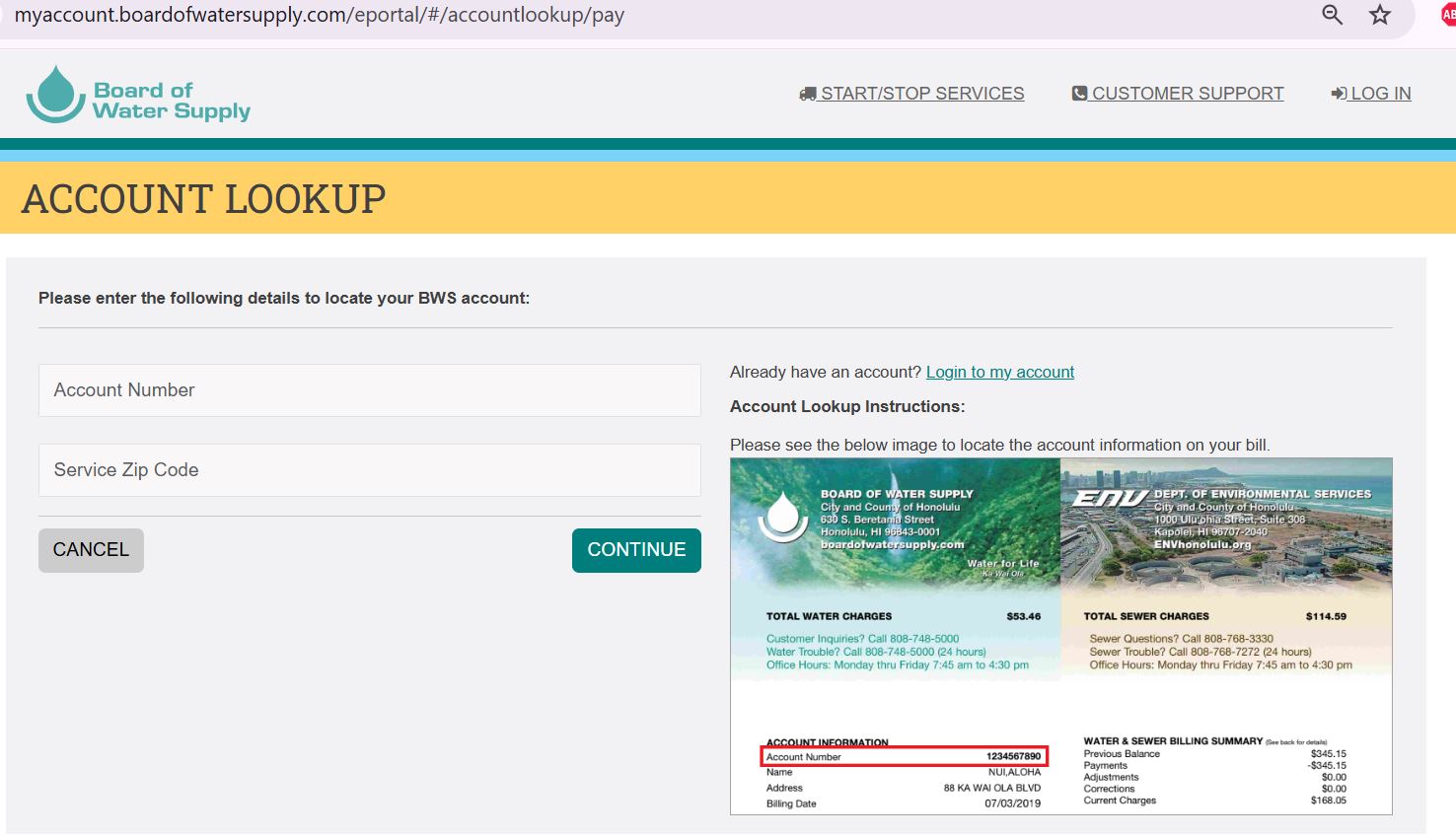 Board of Water Supply bill pay online water payment portal help